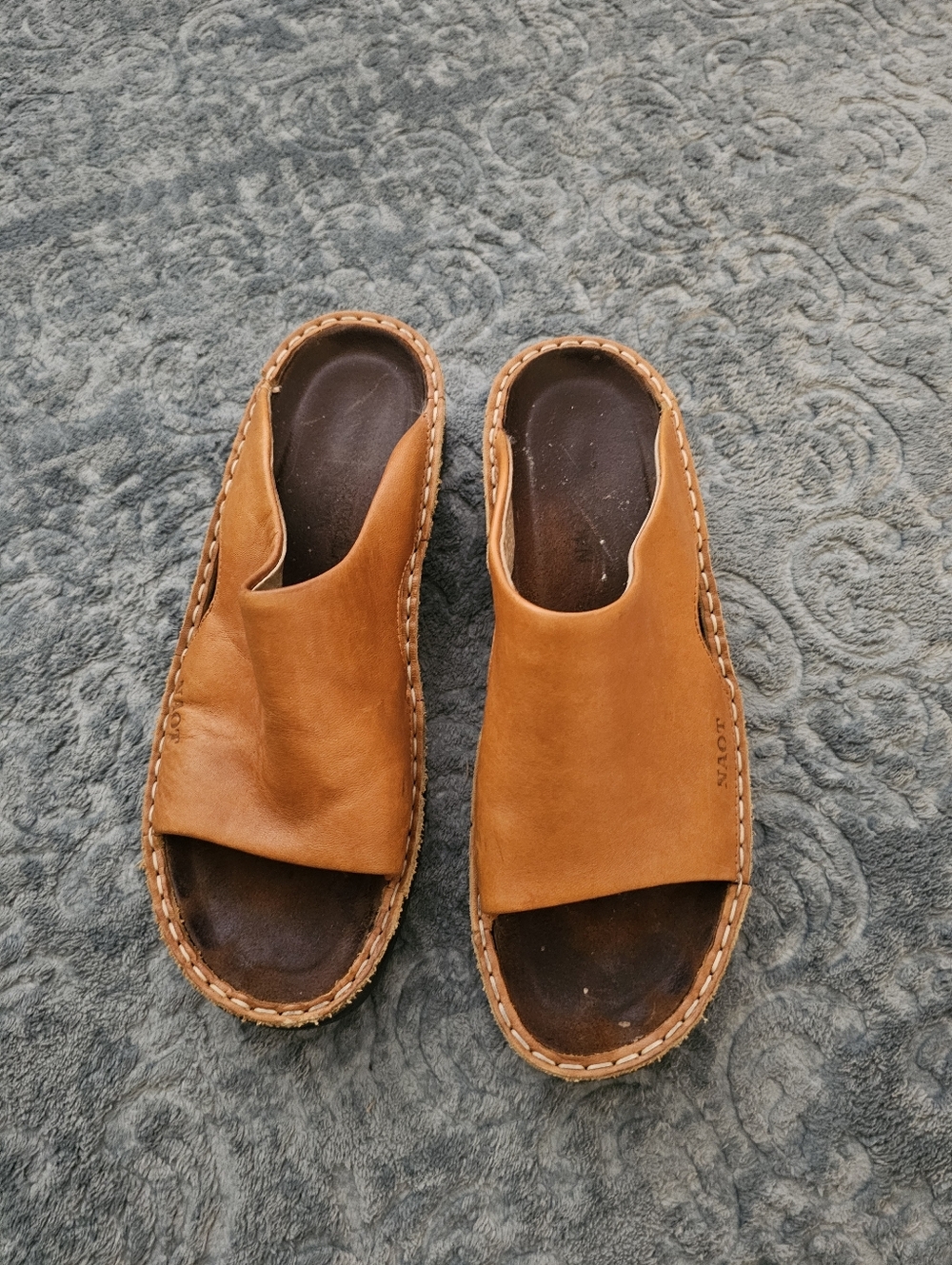Naot Tan Leather Open-Toe  Sandals